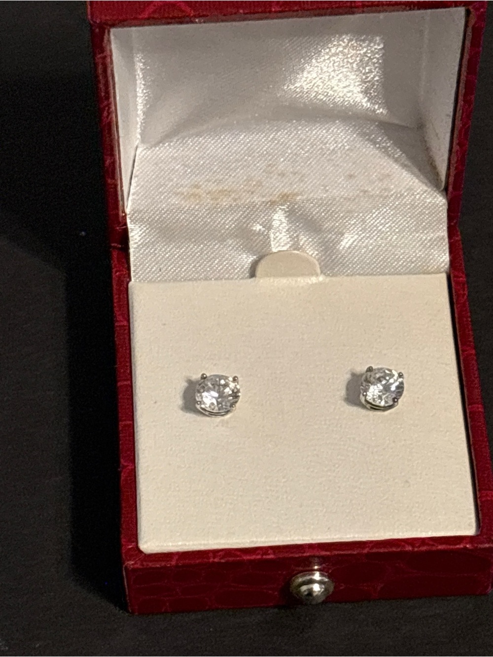 Vintage JCM Jacmel 925 Sterling Silver Rd Brilliant CZ Solitaire Stud Earrings